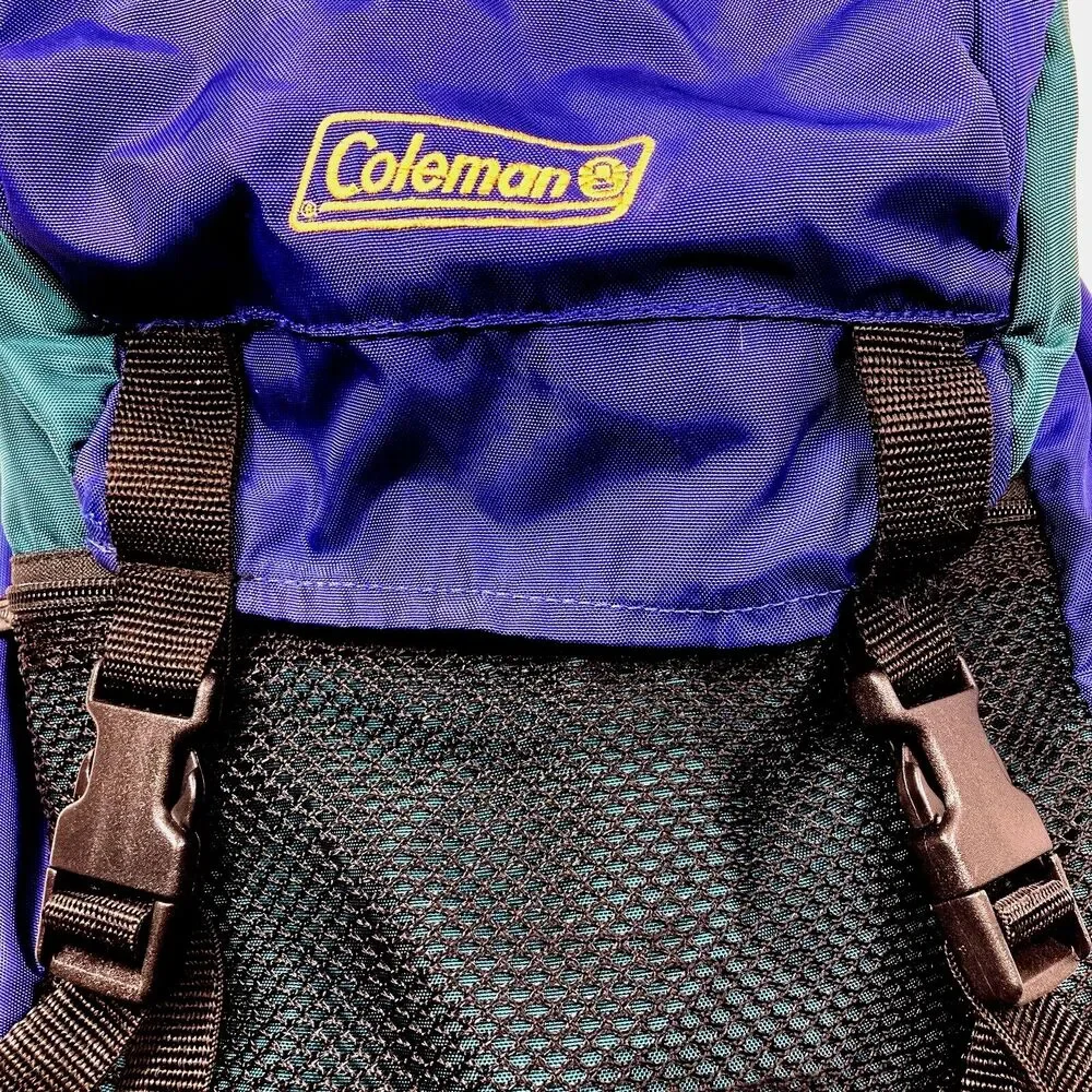 Coleman Vintage Backpack Purple Teal Colorblock Y2K 18
